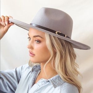 Lulu’s Perfect One Gray Wide Brim Fedora Hat NWT